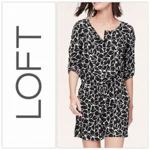 LOFT Other - LOFT BLACK & WHITE LONG SLEEVE ROMPER🌹HP🌹